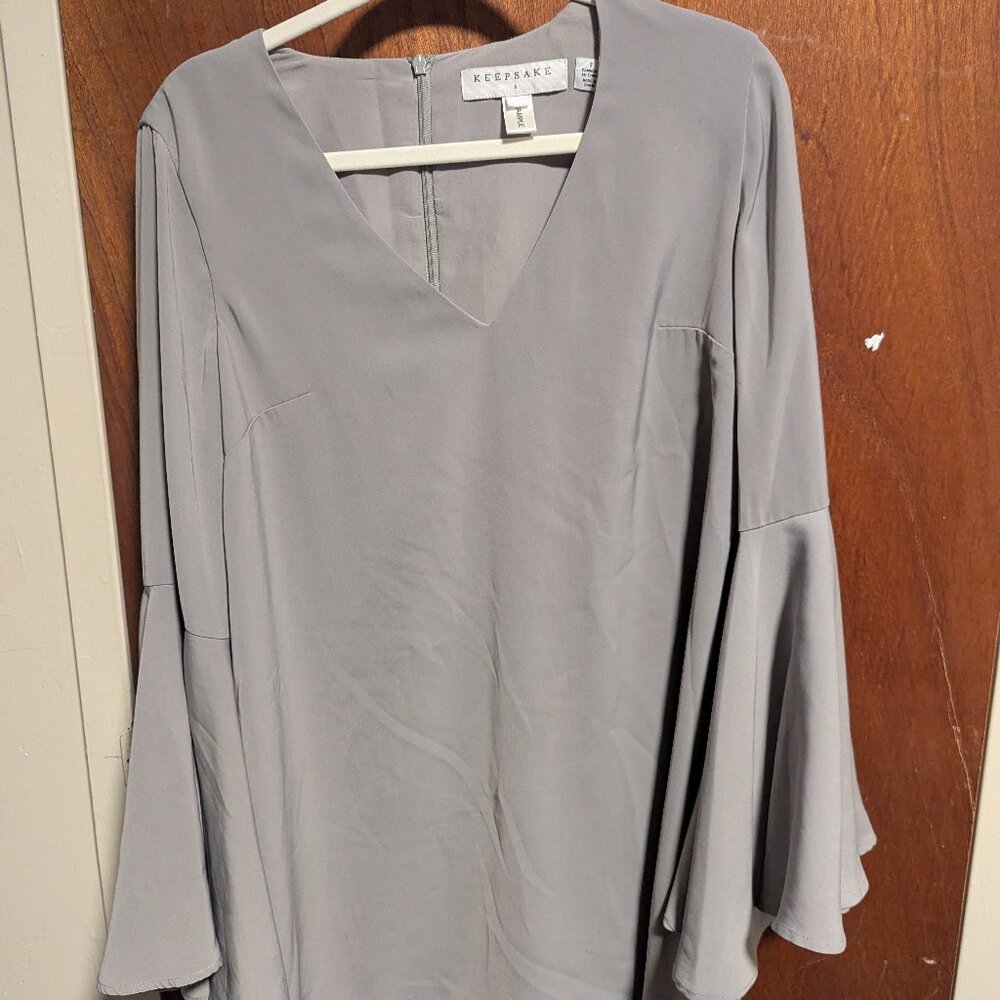 gray trumpet sleeve mini dress